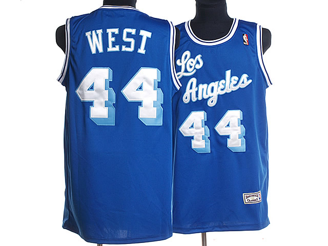 NBA Los Angeles Lakers 44 Jerry West Authentic Blue Throwback Jersey
